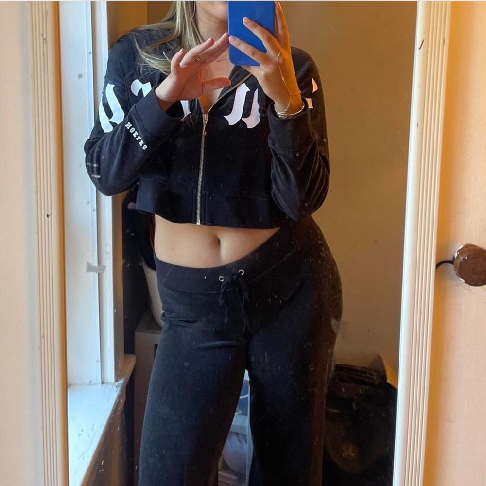 Juicy Couture Black Velour Tracksuit Set